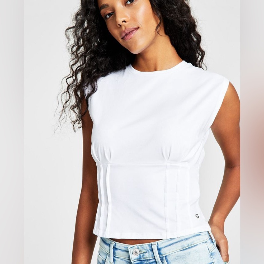 GUESS KARMEN CINCHED SLEEVELESS CORSET TOP, XL NWT